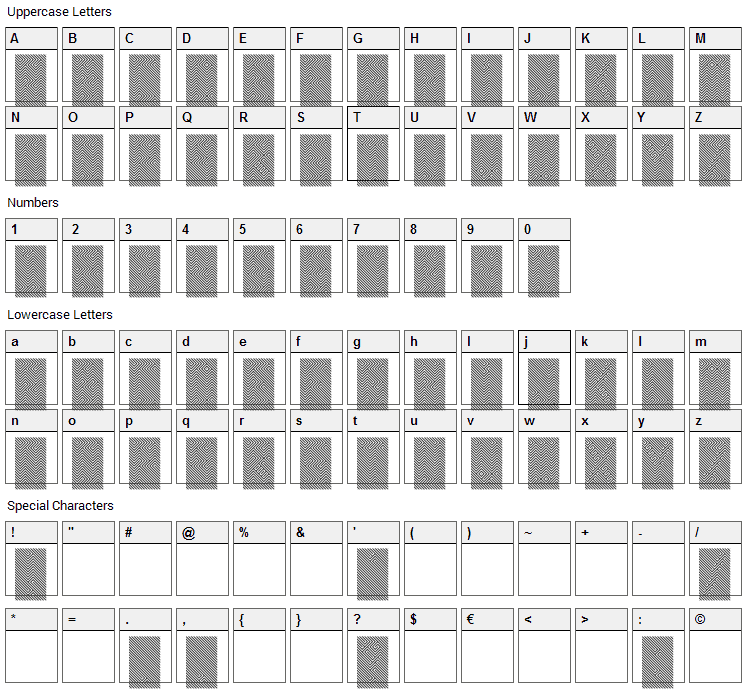 Lines Font Character Map