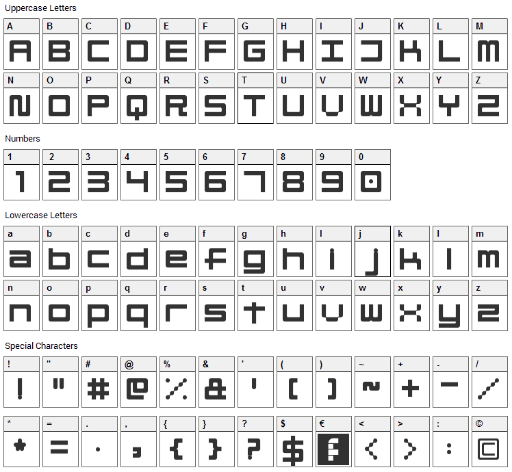 Linesquare Rounded Extended Font Character Map