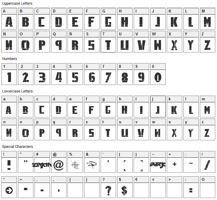 Linkin Park Font Character Map