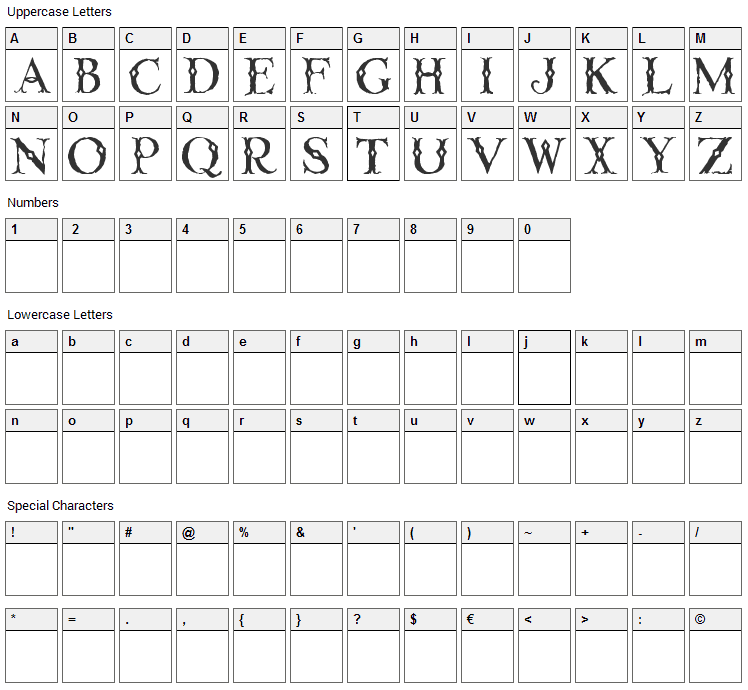 Linthicum Font Character Map