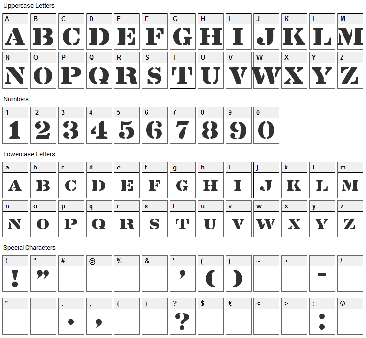 Lintsec Font Character Map