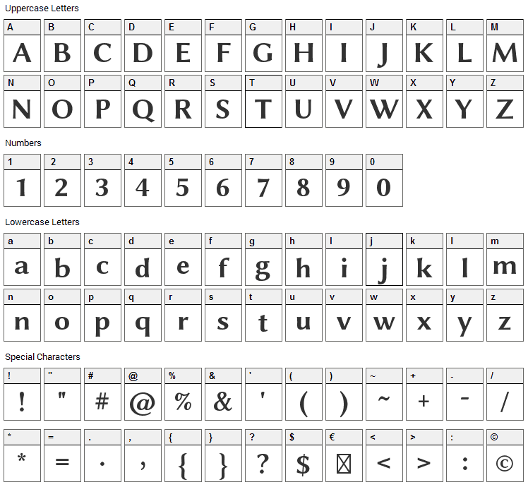 Linux Biolinum Font Character Map