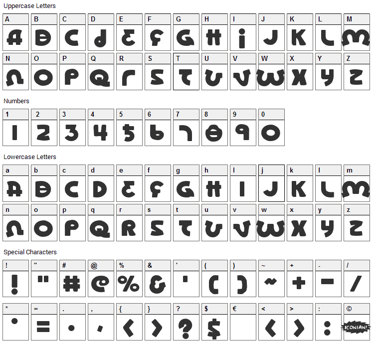 Lionel Font Character Map