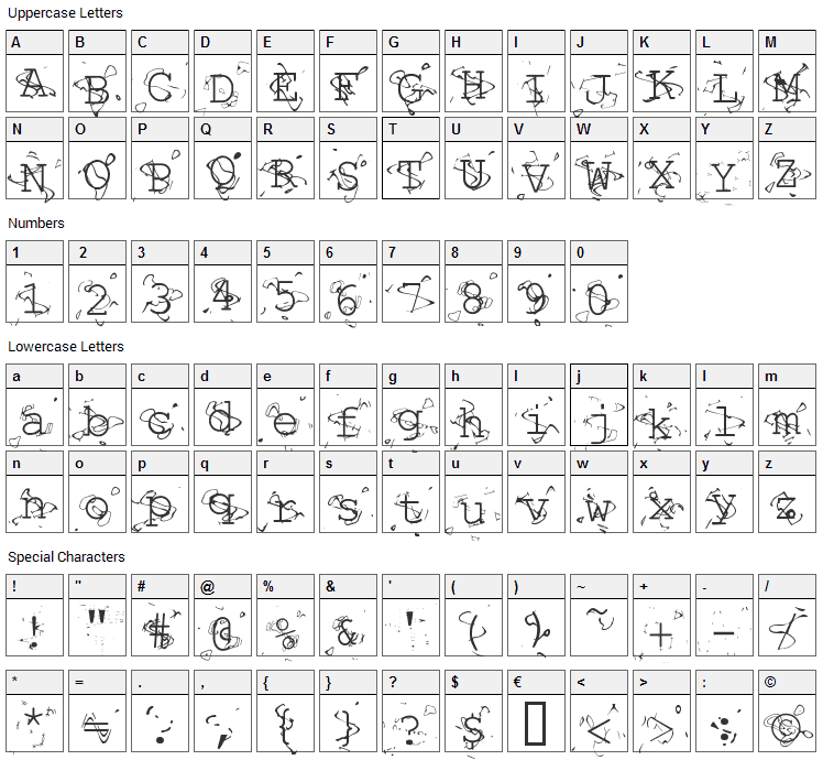 Liquid Newspaper Font Character Map