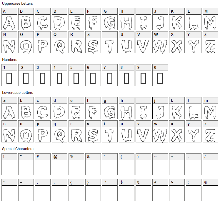 Liquidism Font Character Map