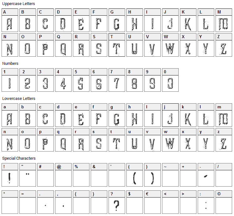 Liszthius-Alkimista Font Character Map