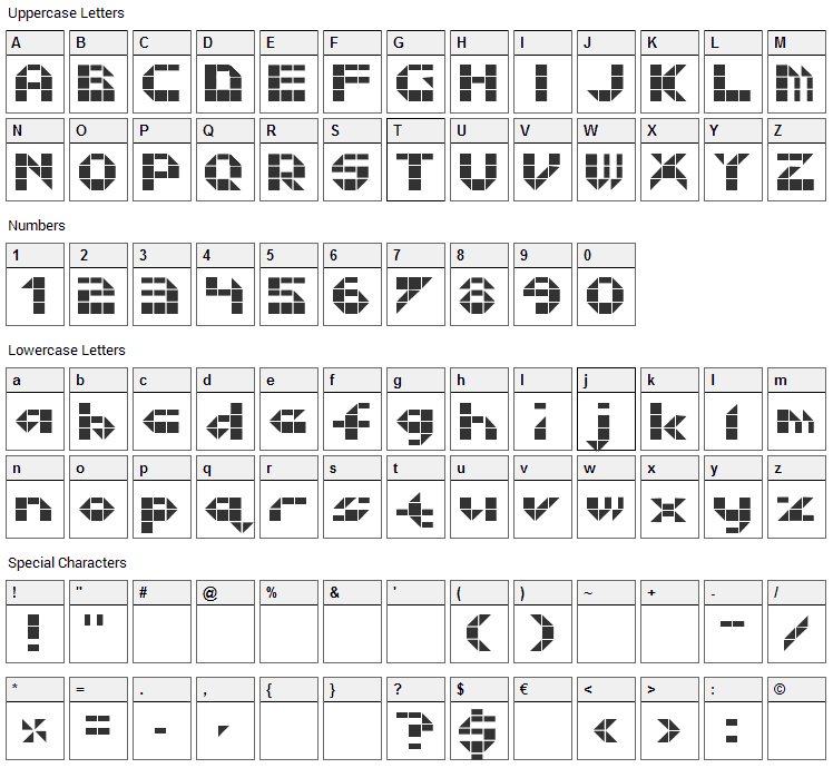 Litebrite 1975 Font Character Map