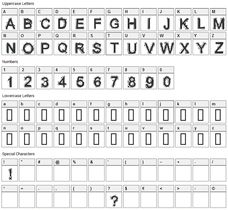 Lithium Font Character Map