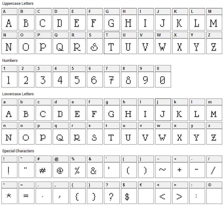 Litter Lover Font Character Map