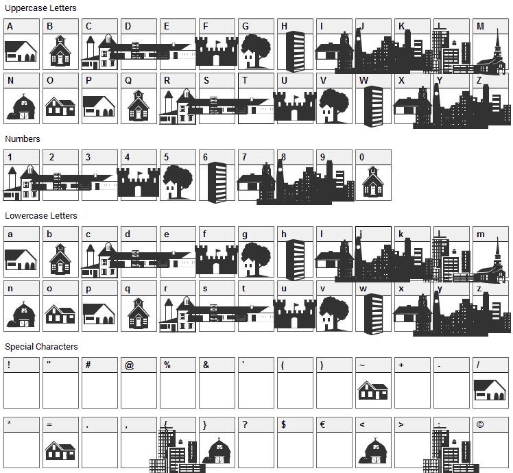 Little City 2000 Font Character Map