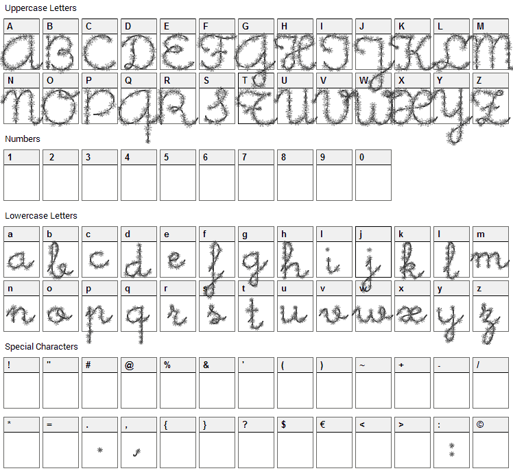 Little Daisy Font Character Map