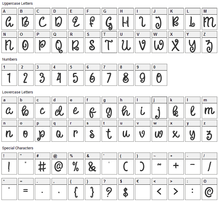 Little Hopper Font Character Map