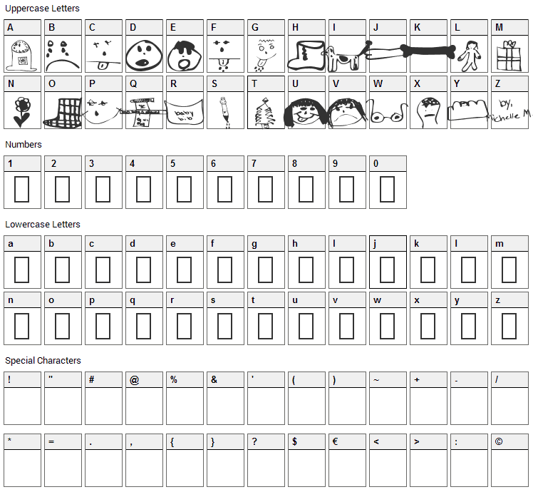 Little Sister Dingbats Font Character Map