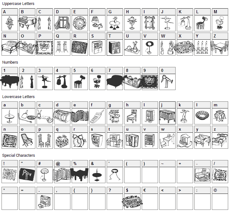 LiveStyle Font Character Map