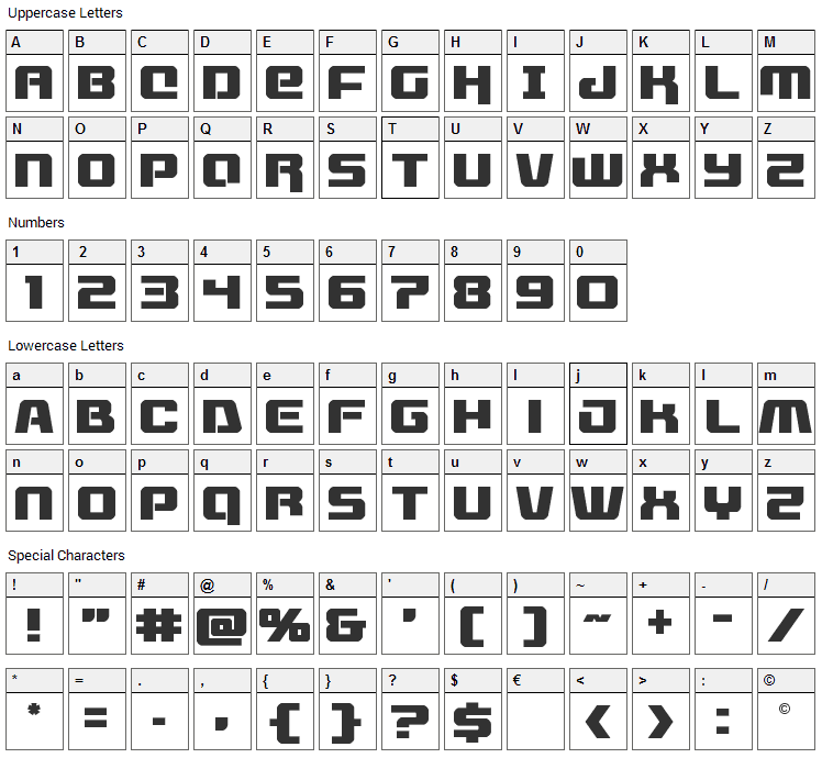 Livewired Font Character Map