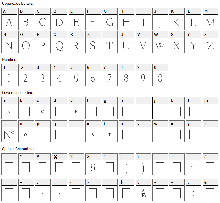 Livia Medium Font Character Map