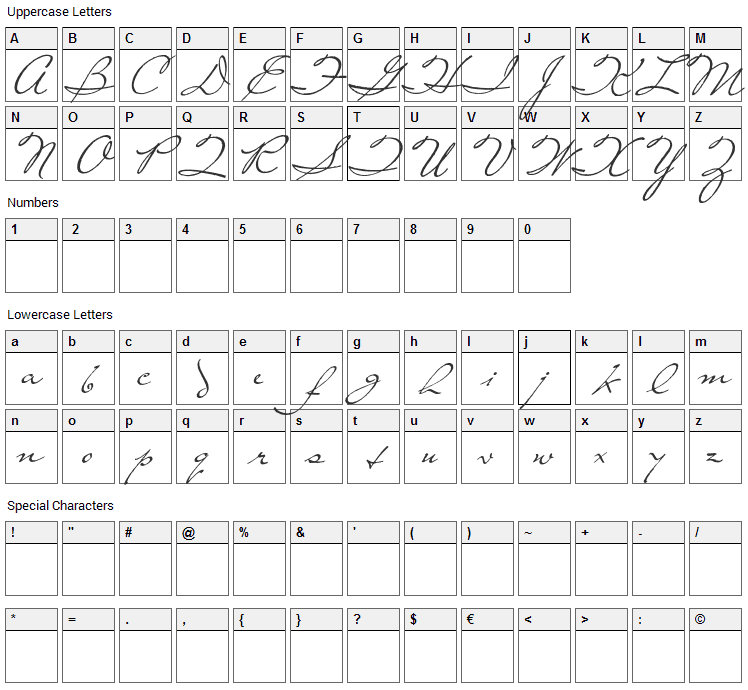 Living Together Font Character Map