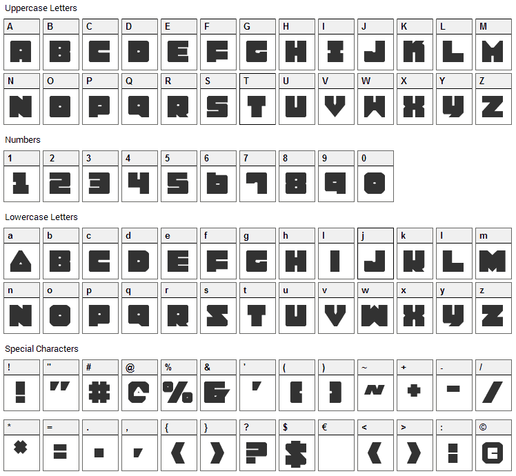 Lobotommy Font Character Map