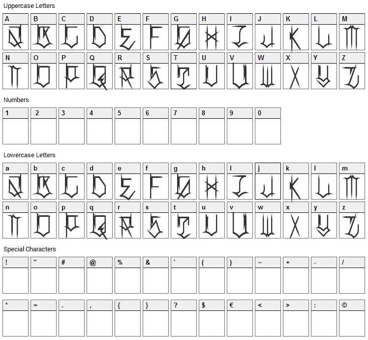 Locals Only Font Character Map