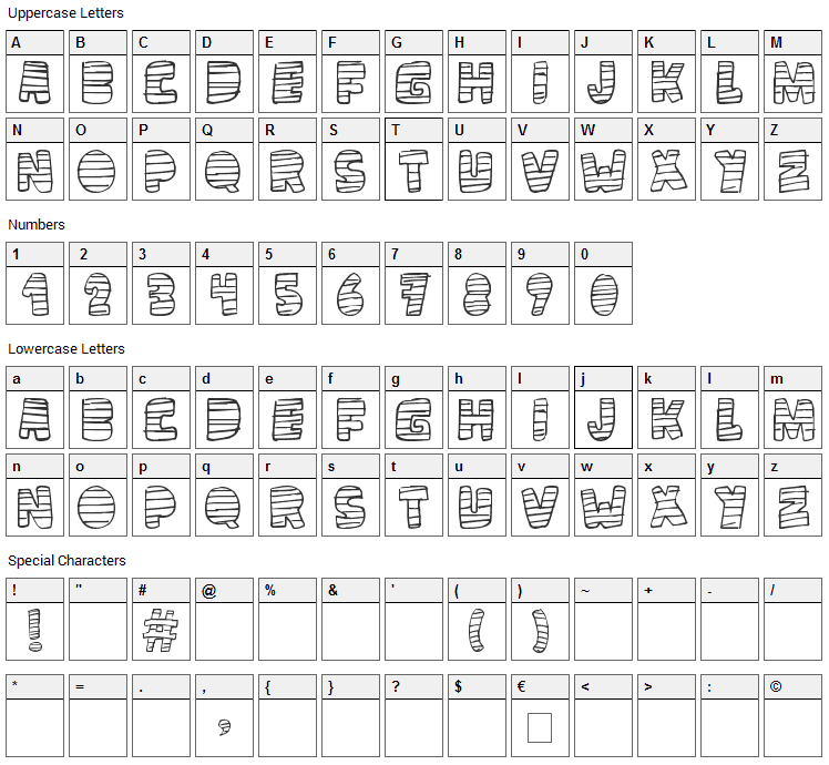 Loco TV Font Character Map