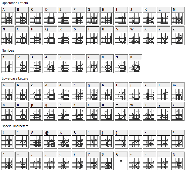 Logic Twenty-five Font Character Map