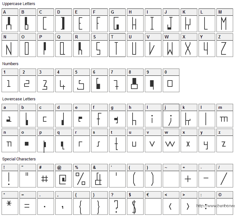 Logotix Font Character Map