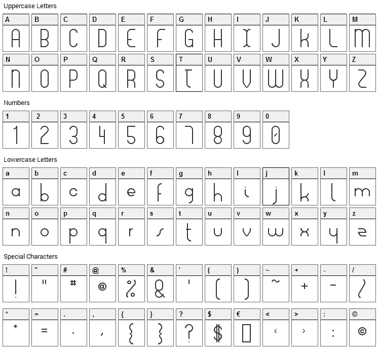 Lois Ann Font Character Map