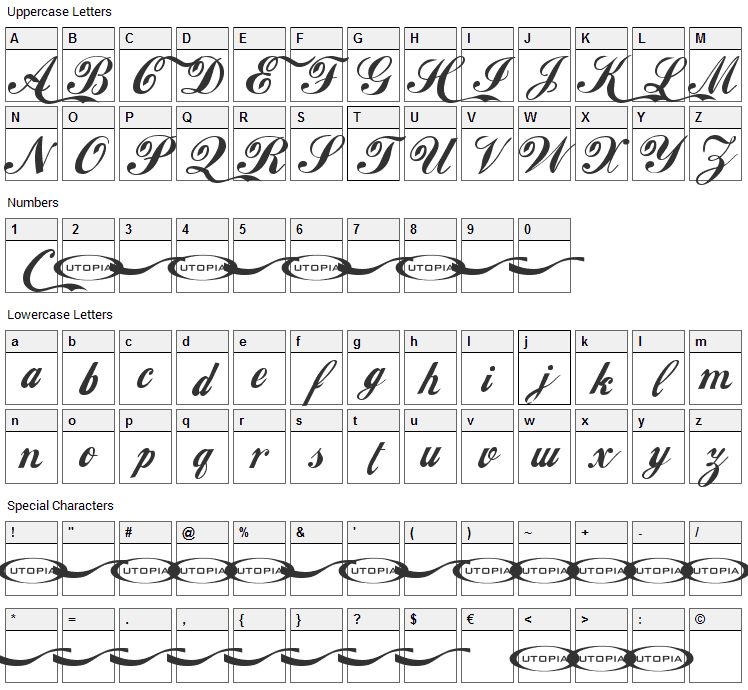 Loki Cola Font Character Map