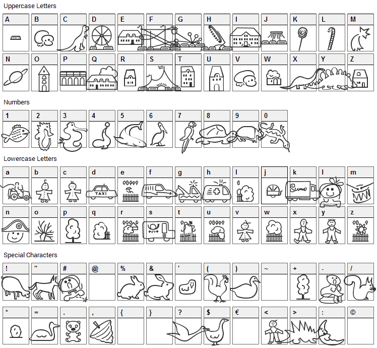 Lokinder Dingsbums Font Character Map