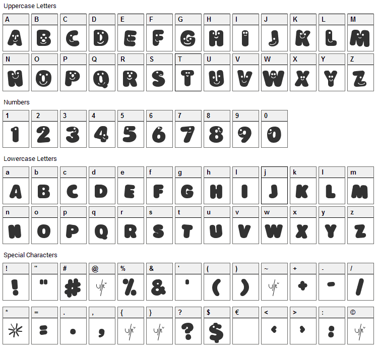 Lokinder Schrift Font Character Map
