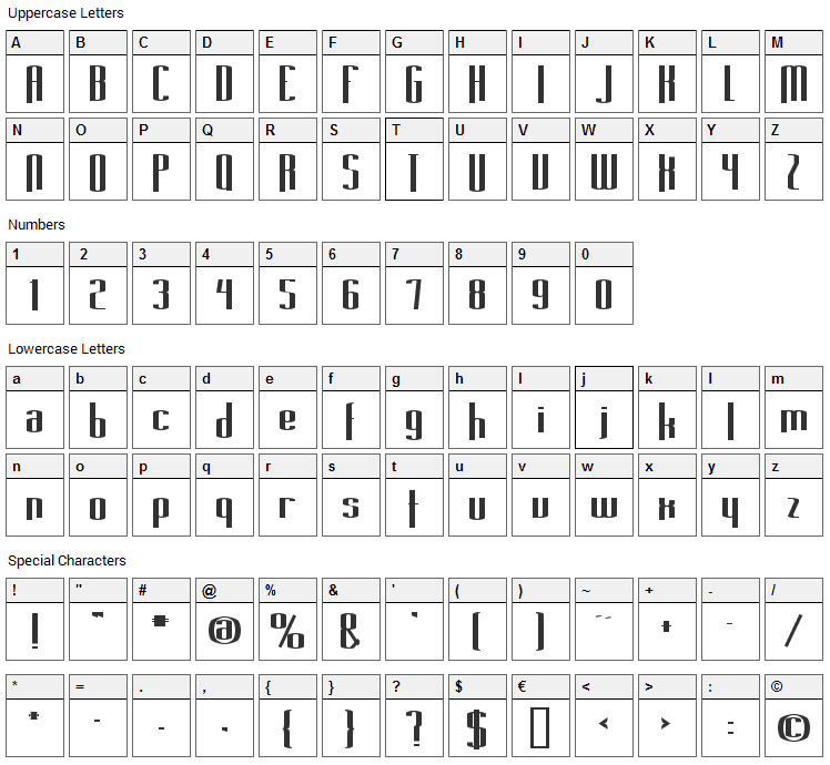 Long Cool Grandma Font Character Map