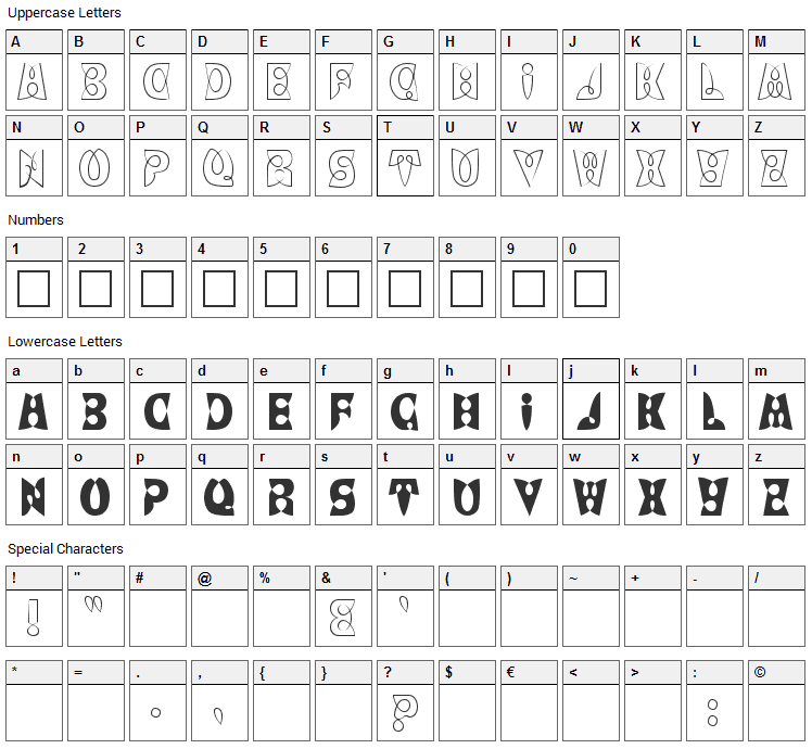 LoopDeLoop Font Character Map