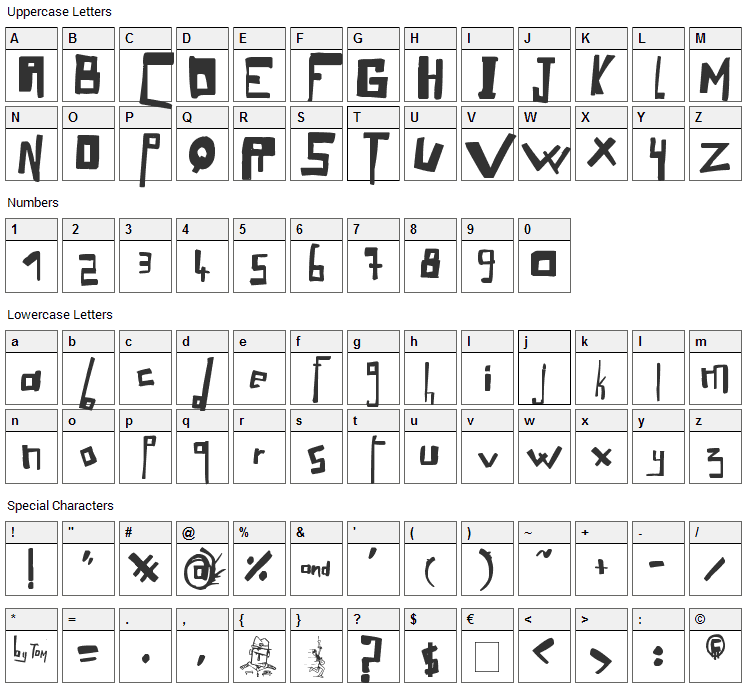 LoOse Gangster Font Character Map
