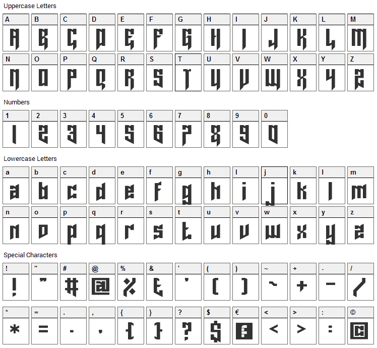 Lord Juusai Font Character Map