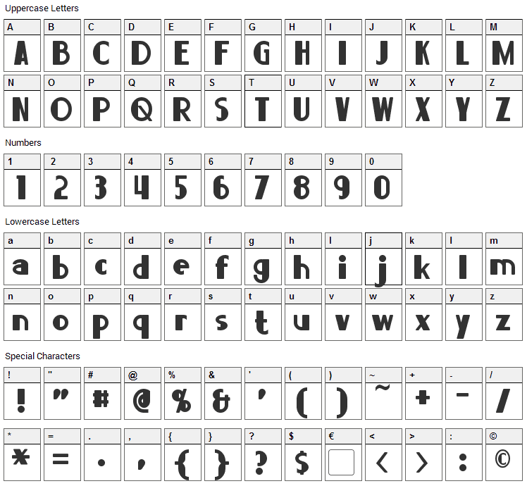 Lorre Font Character Map