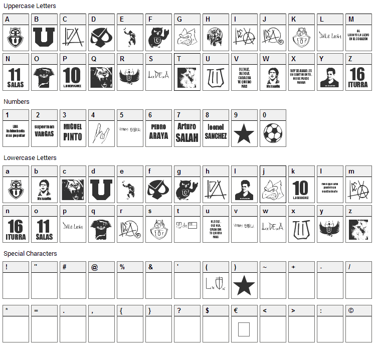 Los de Abajo Font Character Map