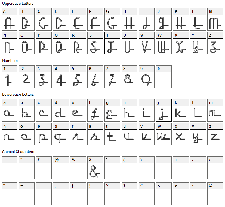Lost Wages Font Character Map
