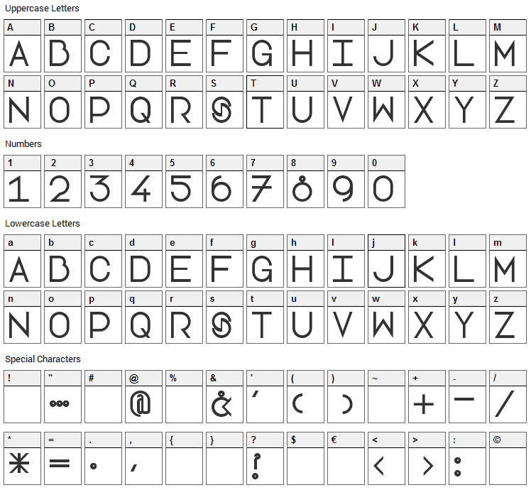 Lotte Paperfang Font Character Map