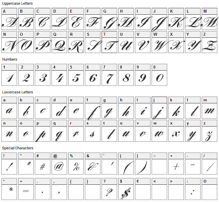 Louisa Font Character Map