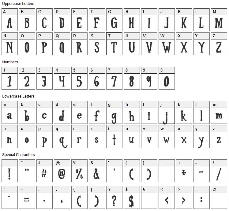 Love Til Killed Font Character Map