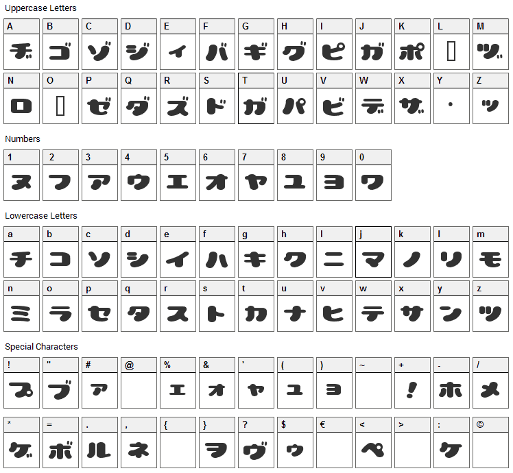 Lovely Capsules Font Character Map