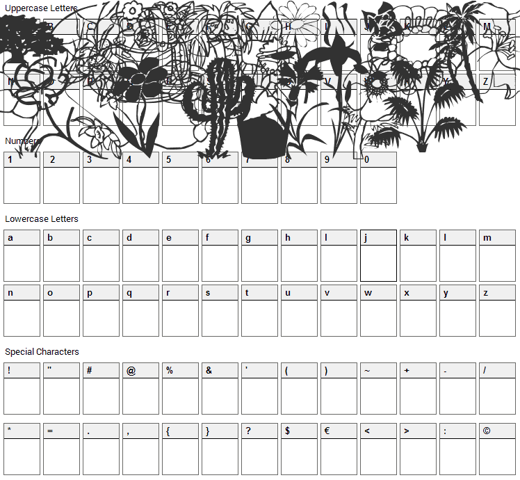 LP Nature Font Character Map