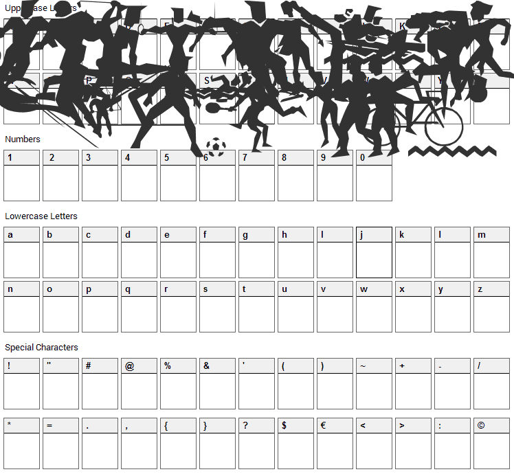 LP Sports 1 Font Character Map