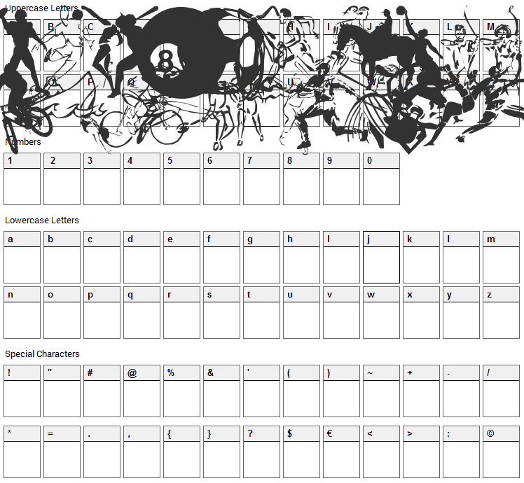 LP Sports 2 Font Character Map