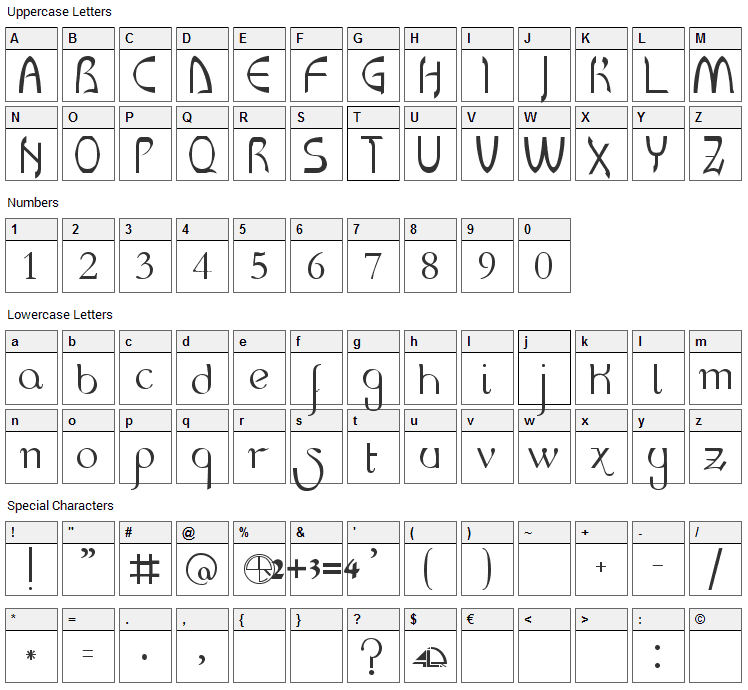 LR HandScript Font Character Map