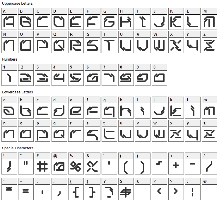 LTR-06: Artcore Font Character Map