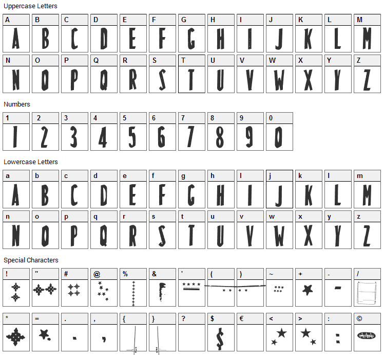 LuchitaPayol Tecnica Font Character Map