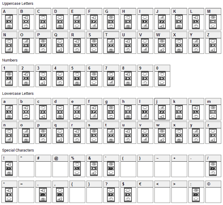 Lucky Ape Font Character Map