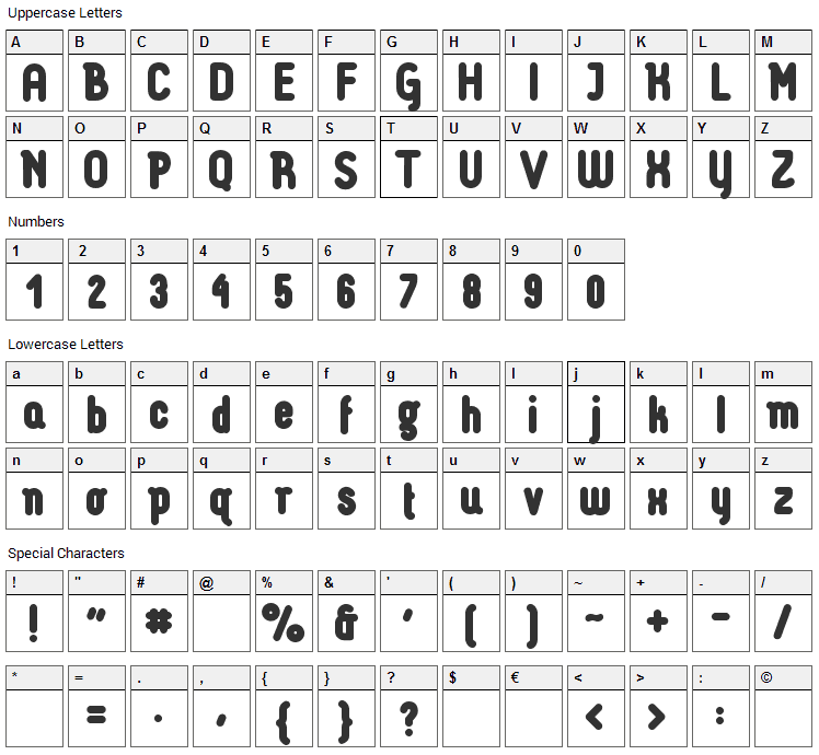 Luco Sans Font Character Map