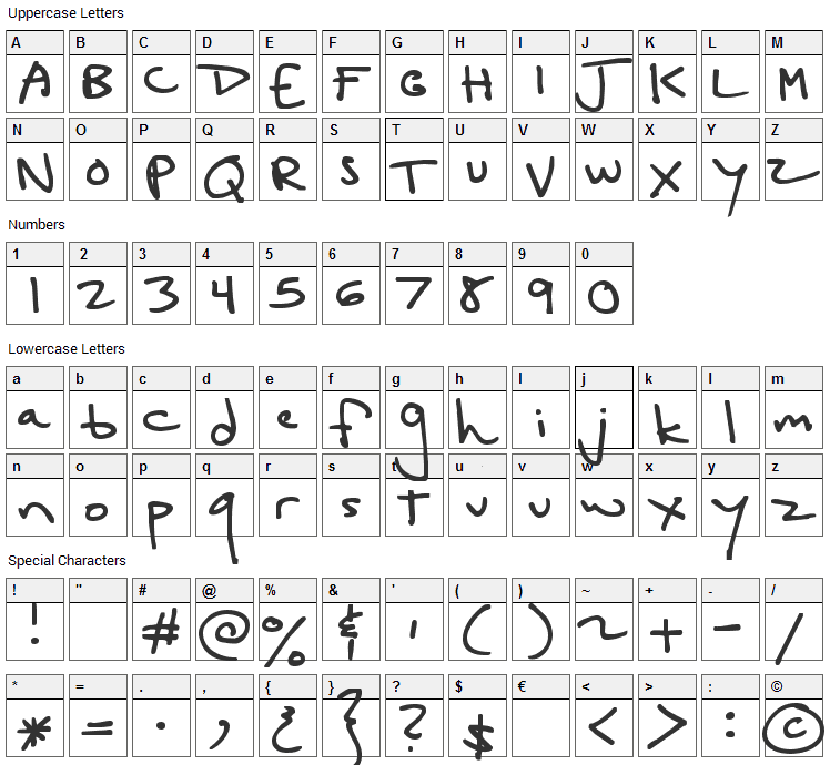 Lucy Goosey Black Font Character Map